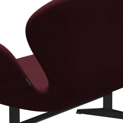 [product_category]-Fritz Hansen Swan Sofa 2 Seater, Black Lacquered/Tonus Wine Red-Fritz Hansen-3321-TON610-BLLA-FRI-5