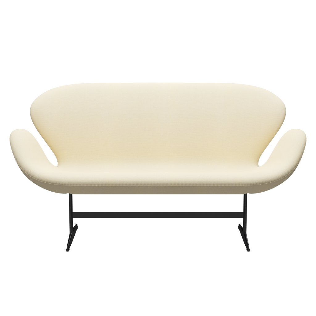 [product_category]-Fritz Hansen Swan Sofa 2 Seater, Black Lacquered/Tonus Wool White-Fritz Hansen-3321-TON100-BLLA-FRI-1