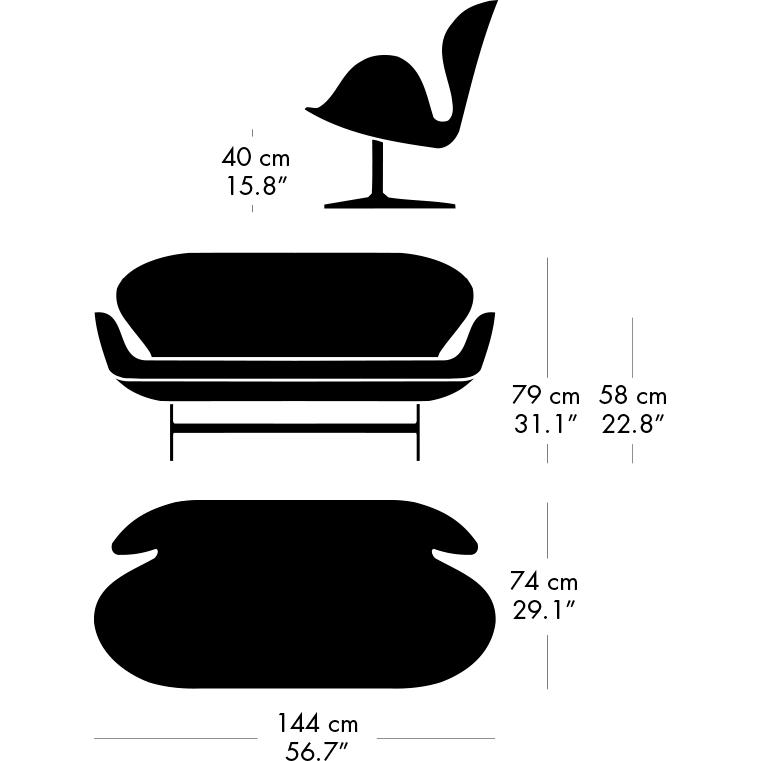 [product_category]-Fritz Hansen Swan Sofa 2 Seater, Brown Bronze/Comfort Rust Red (00028)-Fritz Hansen-3321-C00028-BBBASE-FRI-8
