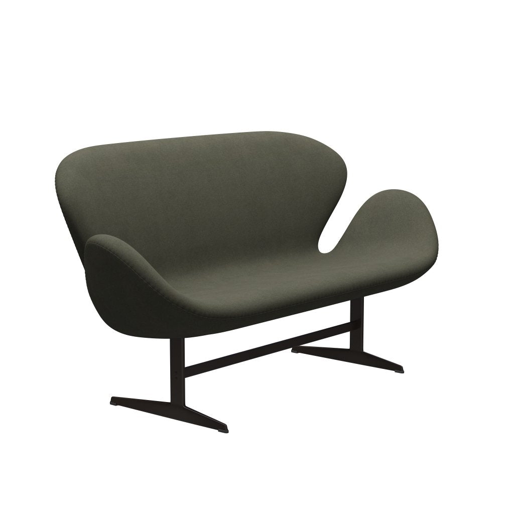 [product_category]-Fritz Hansen Swan Sofa 2 Seater, Brown Bronze/Divina Military Green-Fritz Hansen-3321-DIV944-BBBASE-FRI-2