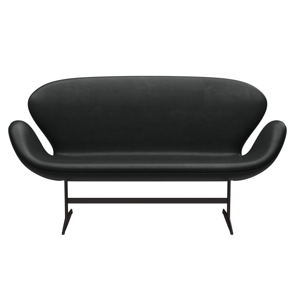 [product_category]-Fritz Hansen Swan Sofa 2 Seater, Brown Bronze/Grace Black-Fritz Hansen-3321-ELBLA-BBBASE-FRI-1