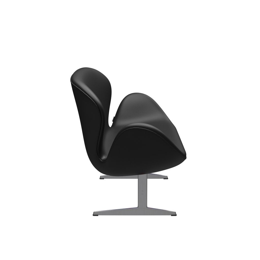 [product_category]-Fritz Hansen Swan Sofa 2 Seater, Satin Brushed Aluminium/Aura Black-Fritz Hansen-3321-CLBLA-SPAL-FRI-3