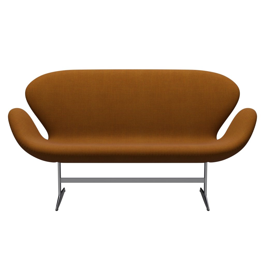 [product_category]-Fritz Hansen Swan Sofa 2 Seater, Satin Brushed Aluminium/Canvas Dark Beige-Fritz Hansen-3321-CA0424-SPAL-FRI-1