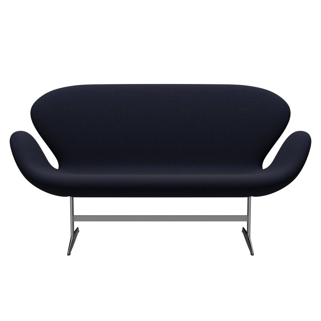 [product_category]-Fritz Hansen Swan Sofa 2 Seater, Satin Brushed Aluminium/Canvas Dark Blue-Fritz Hansen-3321-CA0794-SPAL-FRI-1