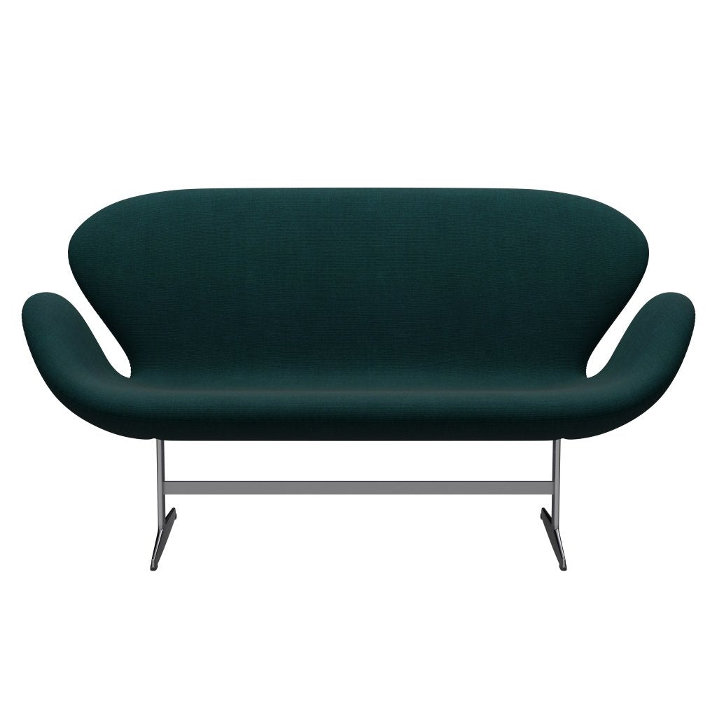 [product_category]-Fritz Hansen Swan Sofa 2 Seater, Satin Brushed Aluminium/Canvas Dark Blue/Green-Fritz Hansen-3321-CA0984-SPAL-FRI-1