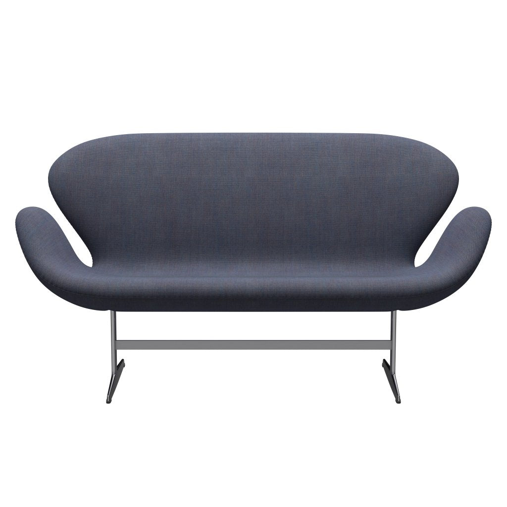 [product_category]-Fritz Hansen Swan Sofa 2 Seater, Satin Brushed Aluminium/Canvas Light Blue (0734)-Fritz Hansen-3321-CA0734-SPAL-FRI-1