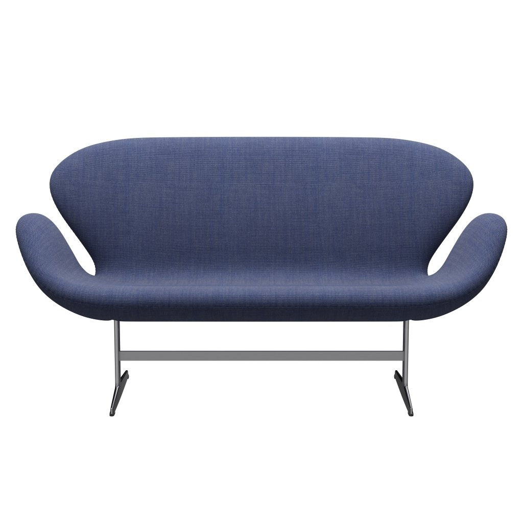 [product_category]-Fritz Hansen Swan Sofa 2 Seater, Satin Brushed Aluminium/Canvas Washed Blue-Fritz Hansen-3321-CA0726-SPAL-FRI-1