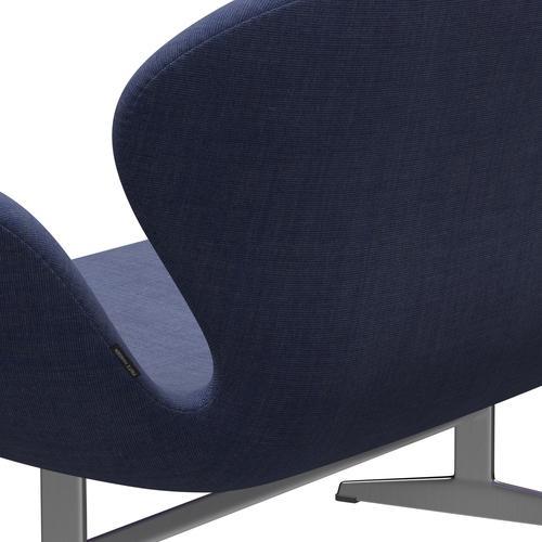 [product_category]-Fritz Hansen Swan Sofa 2 Seater, Satin Brushed Aluminium/Canvas Washed Blue-Fritz Hansen-3321-CA0726-SPAL-FRI-5