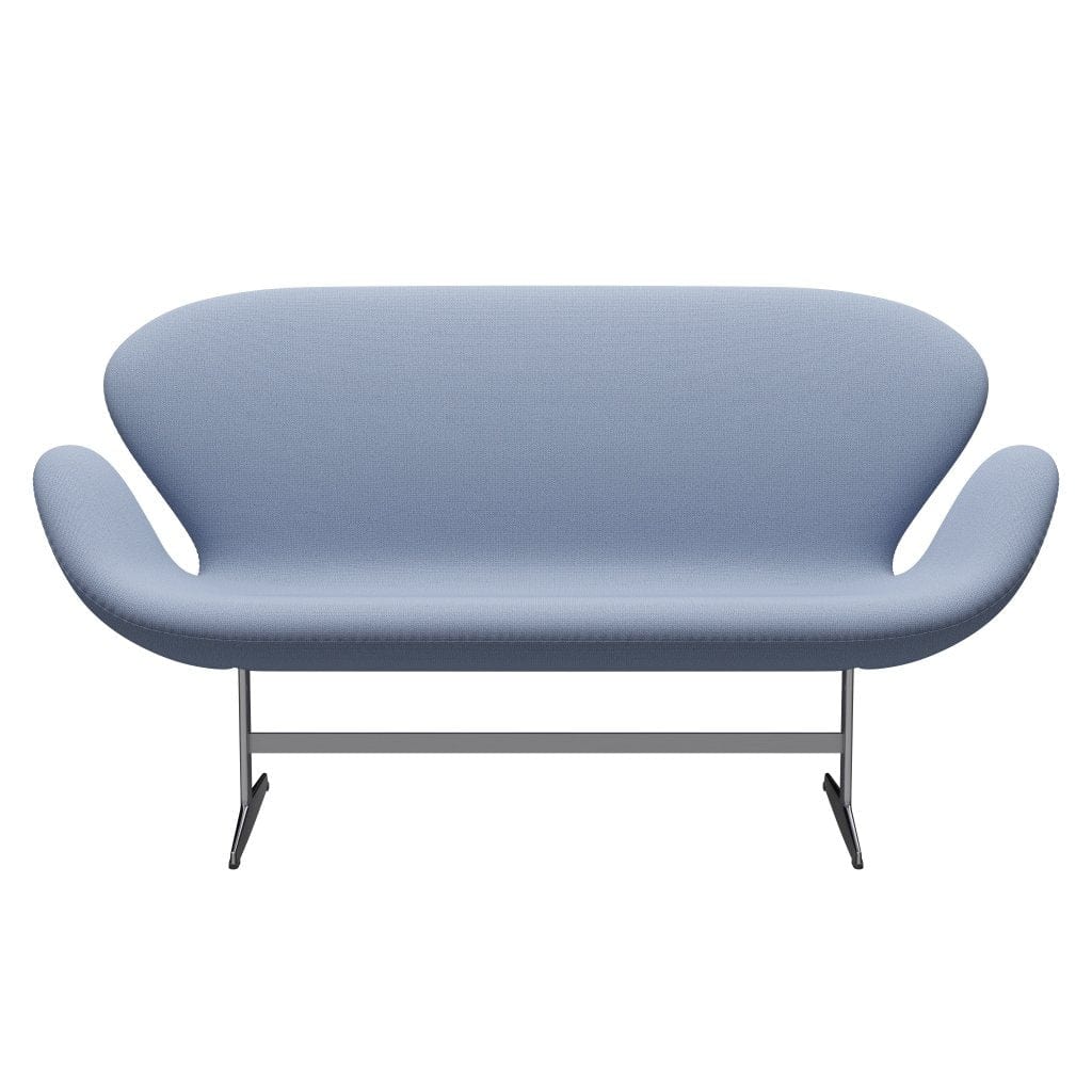 [product_category]-Fritz Hansen Swan Sofa 2 Seater, Satin Brushed Aluminium/Capture Light Blue (4902)-Fritz Hansen-3321-CP4902-SPAL-FRI-1