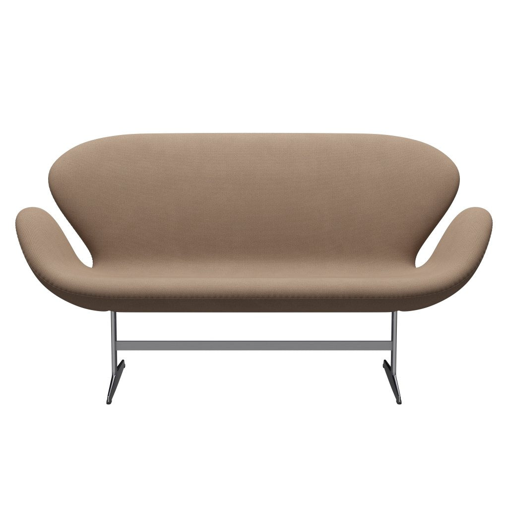 [product_category]-Fritz Hansen Swan Sofa 2 Seater, Satin Brushed Aluminium/Capture Sand/Brown-Fritz Hansen-3321-CP6201-SPAL-FRI-1