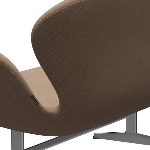 [product_category]-Fritz Hansen Swan Sofa 2 Seater, Satin Brushed Aluminium/Capture Sand/Brown-Fritz Hansen-3321-CP6201-SPAL-FRI-5
