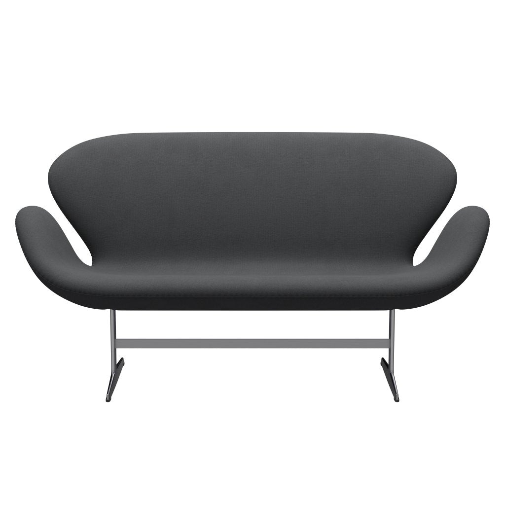 [product_category]-Fritz Hansen Swan Sofa 2 Seater, Satin Brushed Aluminium/Christianshavn Grey Uni-Fritz Hansen-3321-CH1172-SPAL-FRI-1