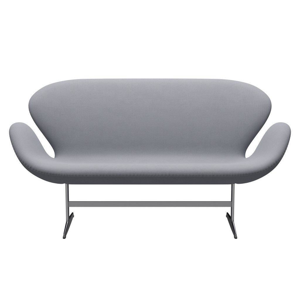 [product_category]-Fritz Hansen Swan Sofa 2 Seater, Satin Brushed Aluminium/Christianshavn Light Grey Plain-Fritz Hansen-3321-CH1170-SPAL-FRI-1