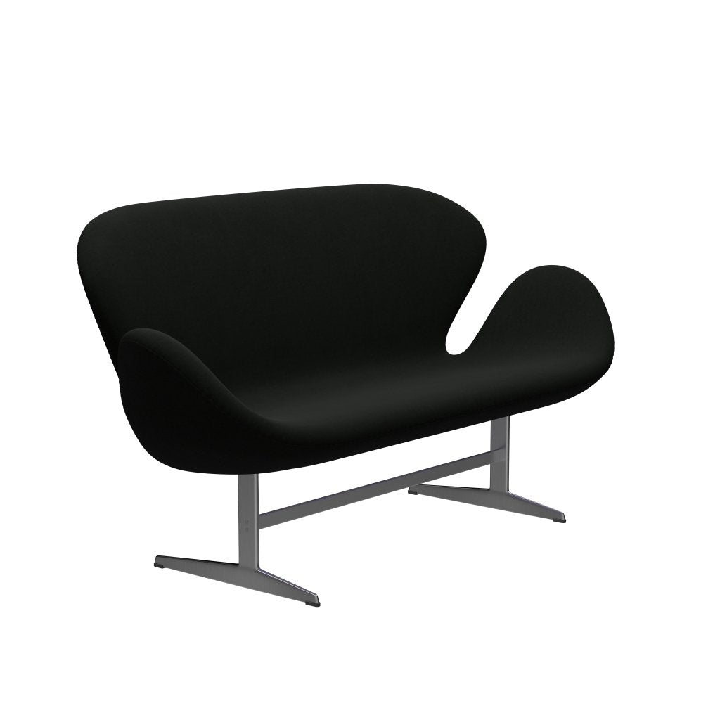 [product_category]-Fritz Hansen Swan Sofa 2 Seater, Satin Brushed Aluminium/Comfort Black (60009)-Fritz Hansen-3321-C60009-SPAL-FRI-2