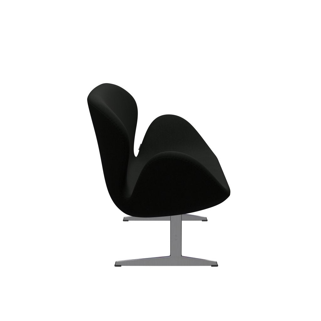 [product_category]-Fritz Hansen Swan Sofa 2 Seater, Satin Brushed Aluminium/Comfort Black (60009)-Fritz Hansen-3321-C60009-SPAL-FRI-3