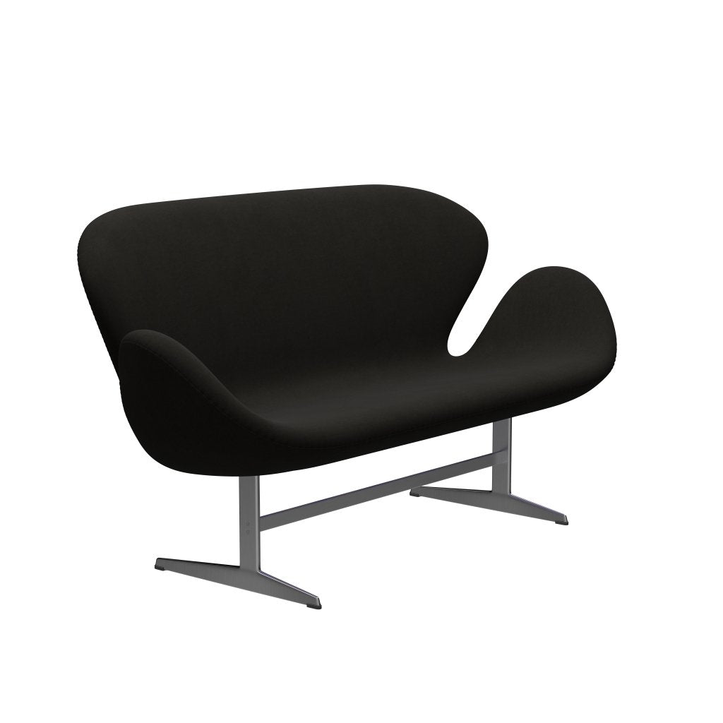 [product_category]-Fritz Hansen Swan Sofa 2 Seater, Satin Brushed Aluminium/Comfort Black (61013)-Fritz Hansen-3321-C61013-SPAL-FRI-2