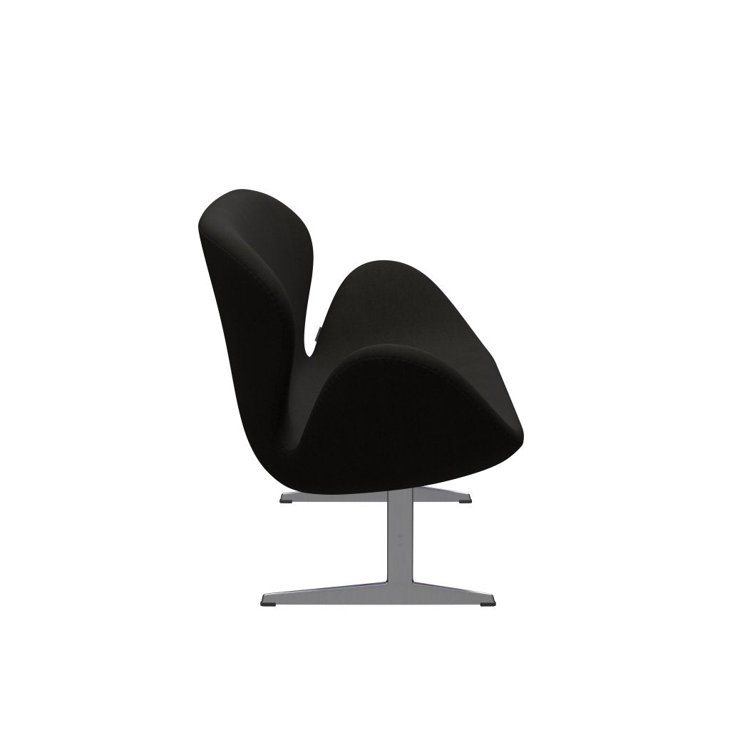 [product_category]-Fritz Hansen Swan Sofa 2 Seater, Satin Brushed Aluminium/Comfort Black (61013)-Fritz Hansen-3321-C61013-SPAL-FRI-3