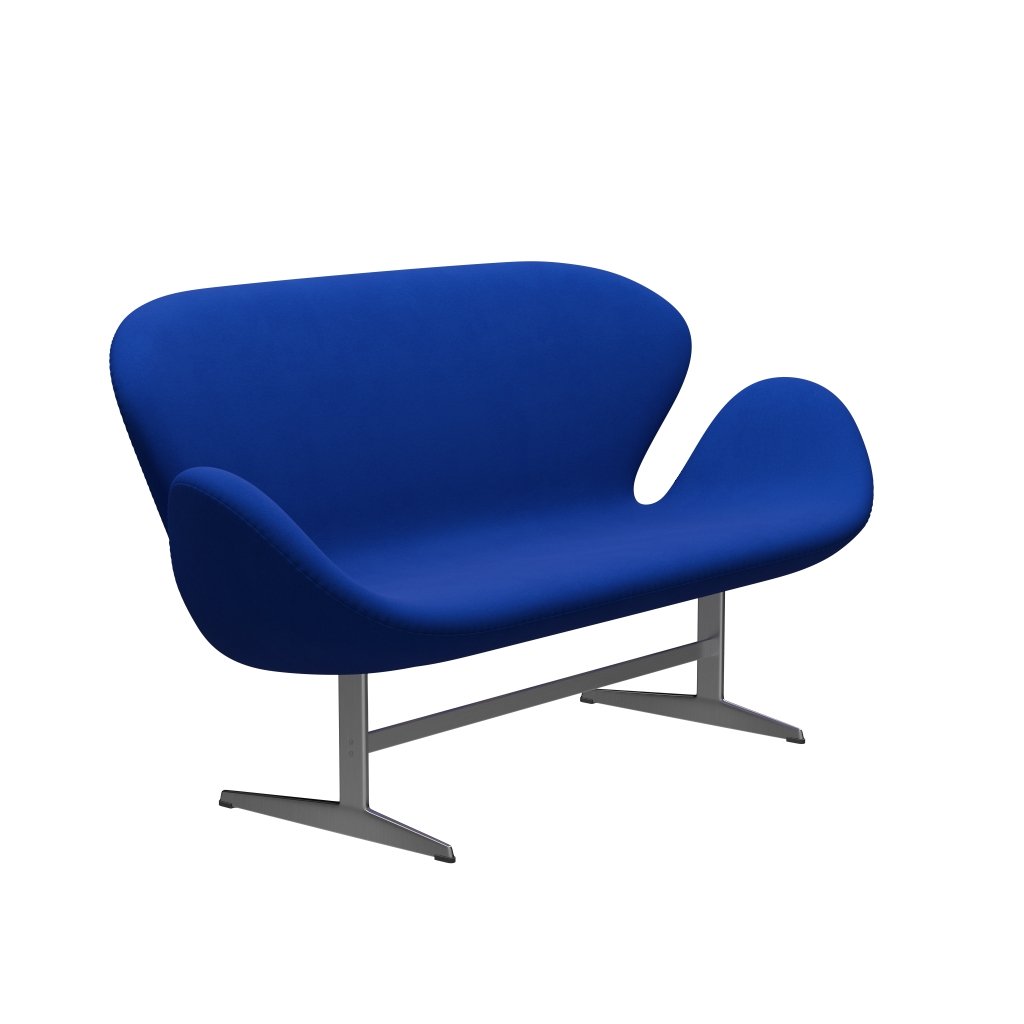 [product_category]-Fritz Hansen Swan Sofa 2 Seater, Satin Brushed Aluminium/Comfort Blue (00035)-Fritz Hansen-3321-C00035-SPAL-FRI-2