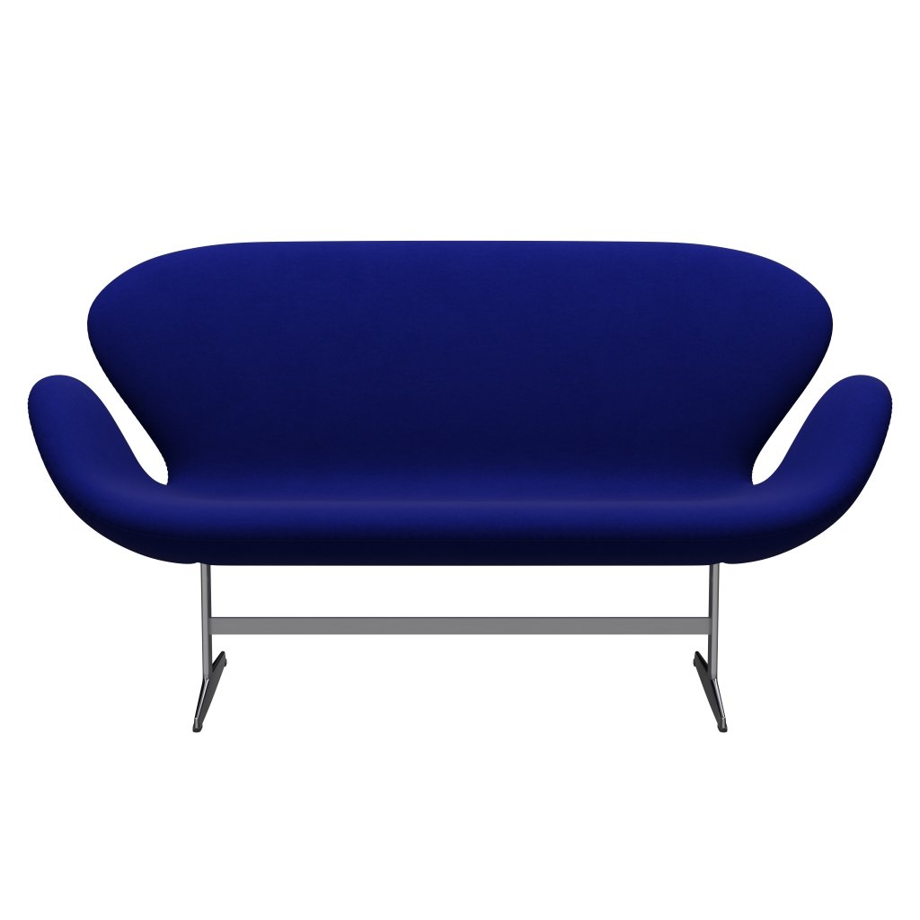 [product_category]-Fritz Hansen Swan Sofa 2 Seater, Satin Brushed Aluminium/Comfort Blue (66008)-Fritz Hansen-3321-C66008-SPAL-FRI-1