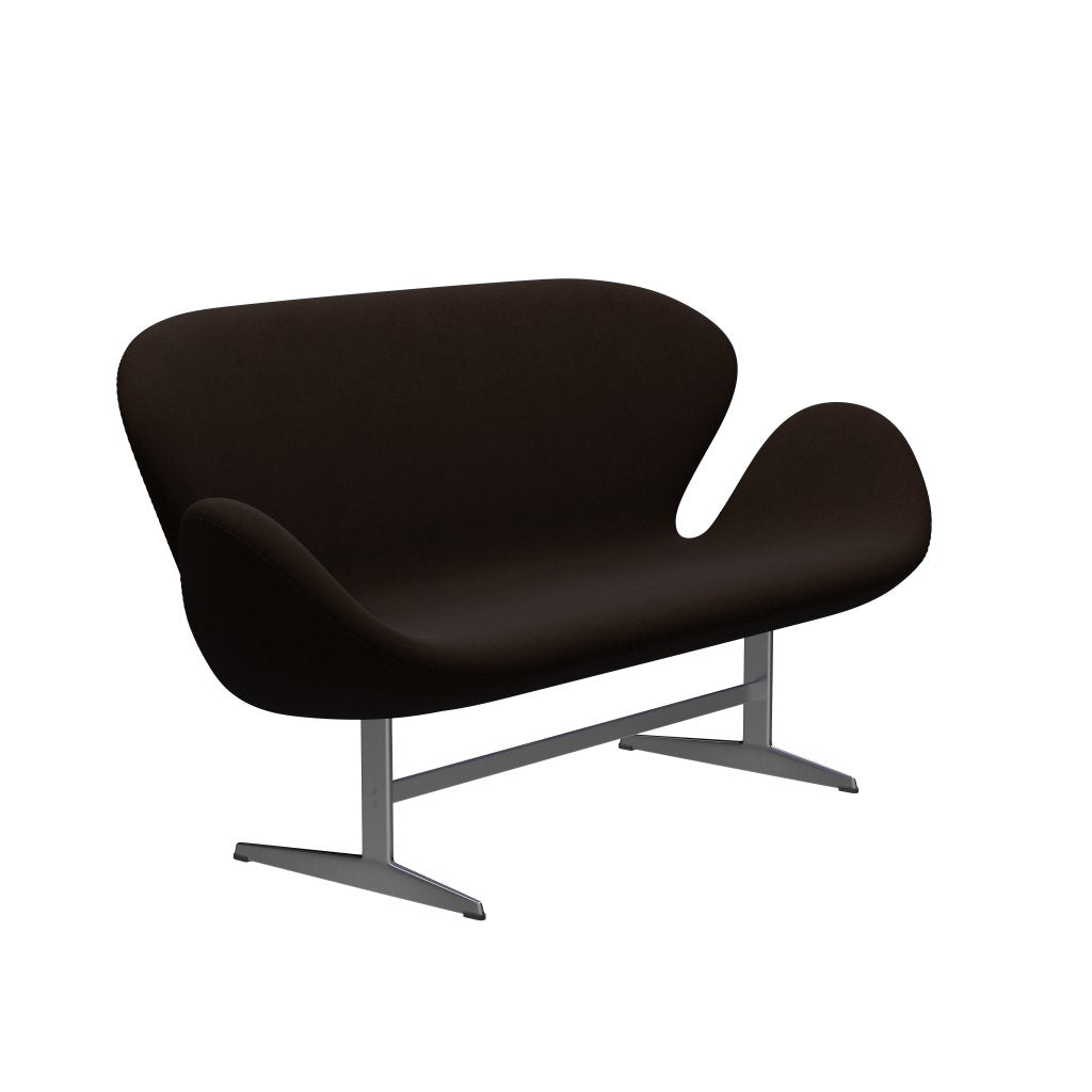 [product_category]-Fritz Hansen Swan Sofa 2 Seater, Satin Brushed Aluminium/Comfort Brown (01566)-Fritz Hansen-3321-C01566-SPAL-FRI-2