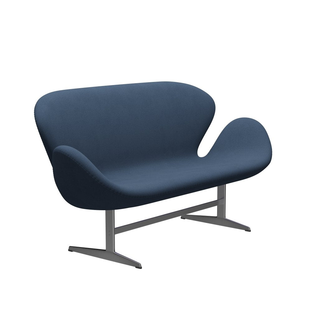 [product_category]-Fritz Hansen Swan Sofa 2 Seater, Satin Brushed Aluminium/Comfort Dark Grey (09074)-Fritz Hansen-3321-C09074-SPAL-FRI-2