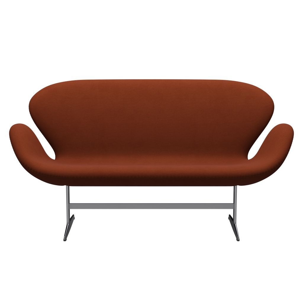 [product_category]-Fritz Hansen Swan Sofa 2 Seater, Satin Brushed Aluminium/Comfort Dark Red (61018)-Fritz Hansen-3321-C61018-SPAL-FRI-1
