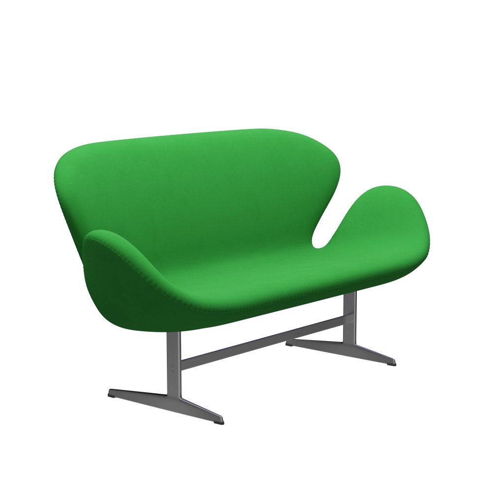 [product_category]-Fritz Hansen Swan Sofa 2 Seater, Satin Brushed Aluminium/Comfort Green (68003)-Fritz Hansen-3321-C68003-SPAL-FRI-2