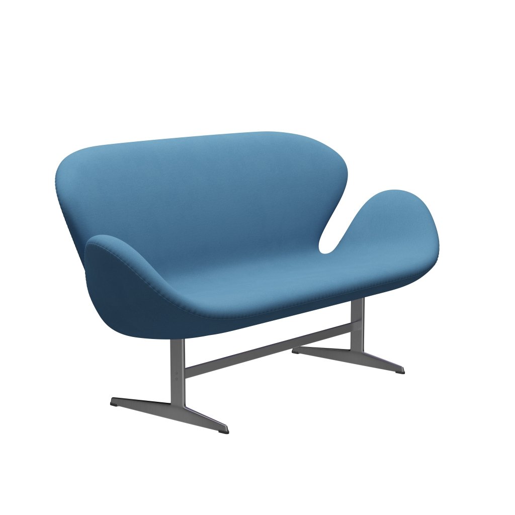 [product_category]-Fritz Hansen Swan Sofa 2 Seater, Satin Brushed Aluminium/Comfort Light Blue (01124)-Fritz Hansen-3321-C01124-SPAL-FRI-2