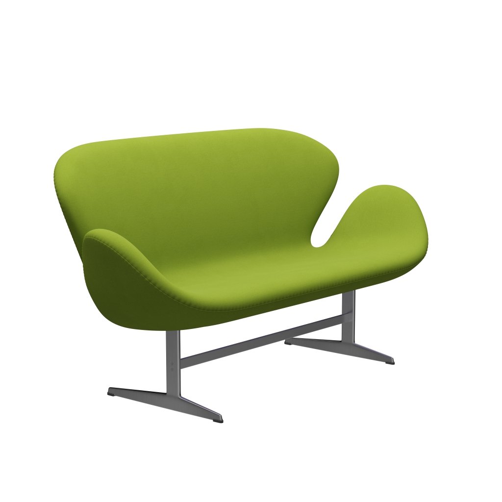 [product_category]-Fritz Hansen Swan Sofa 2 Seater, Satin Brushed Aluminium/Comfort Light Green (68000)-Fritz Hansen-3321-C68000-SPAL-FRI-2
