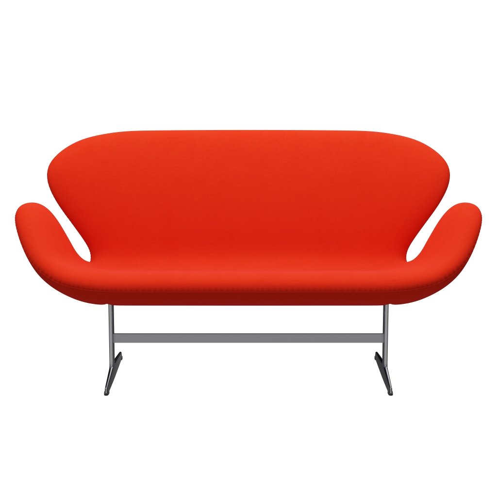 [product_category]-Fritz Hansen Swan Sofa 2 Seater, Satin Brushed Aluminium/Comfort Orange/Red-Fritz Hansen-3321-C63006-SPAL-FRI-1