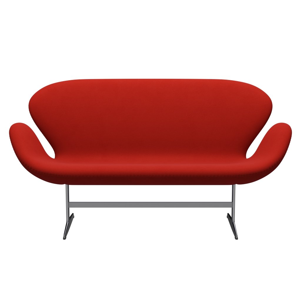 [product_category]-Fritz Hansen Swan Sofa 2 Seater, Satin Brushed Aluminium/Comfort Red (00026)-Fritz Hansen-3321-C00026-SPAL-FRI-1