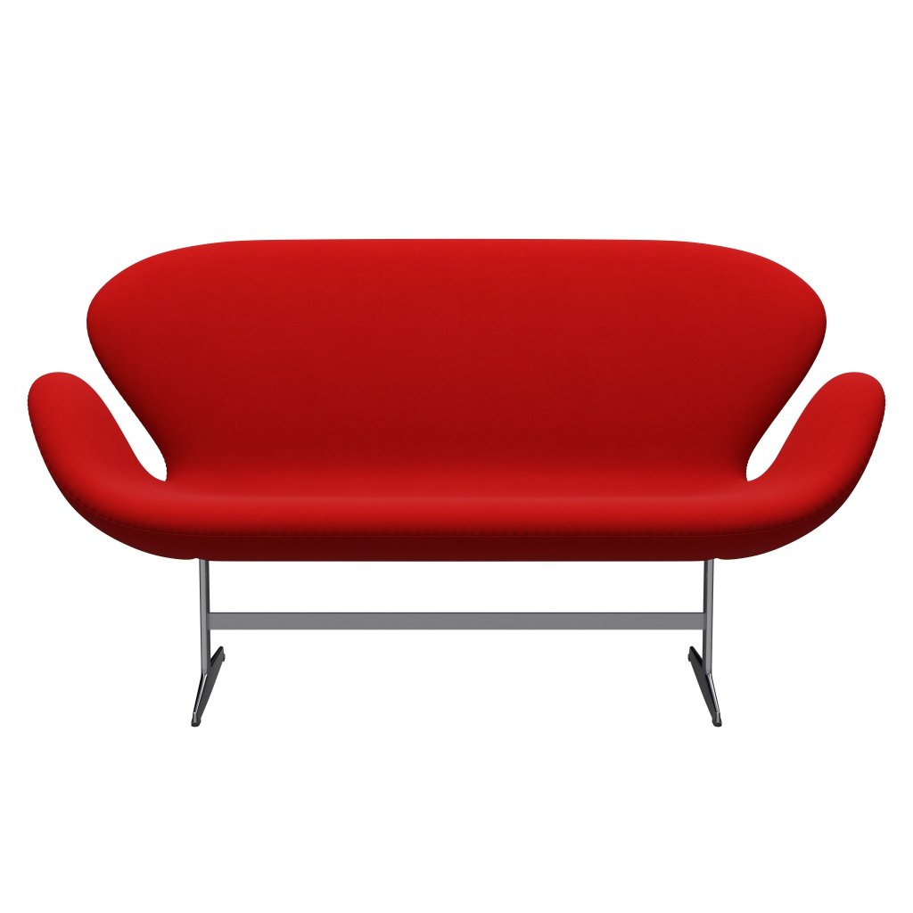 [product_category]-Fritz Hansen Swan Sofa 2 Seater, Satin Brushed Aluminium/Comfort Red (64003)-Fritz Hansen-3321-C64003-SPAL-FRI-1