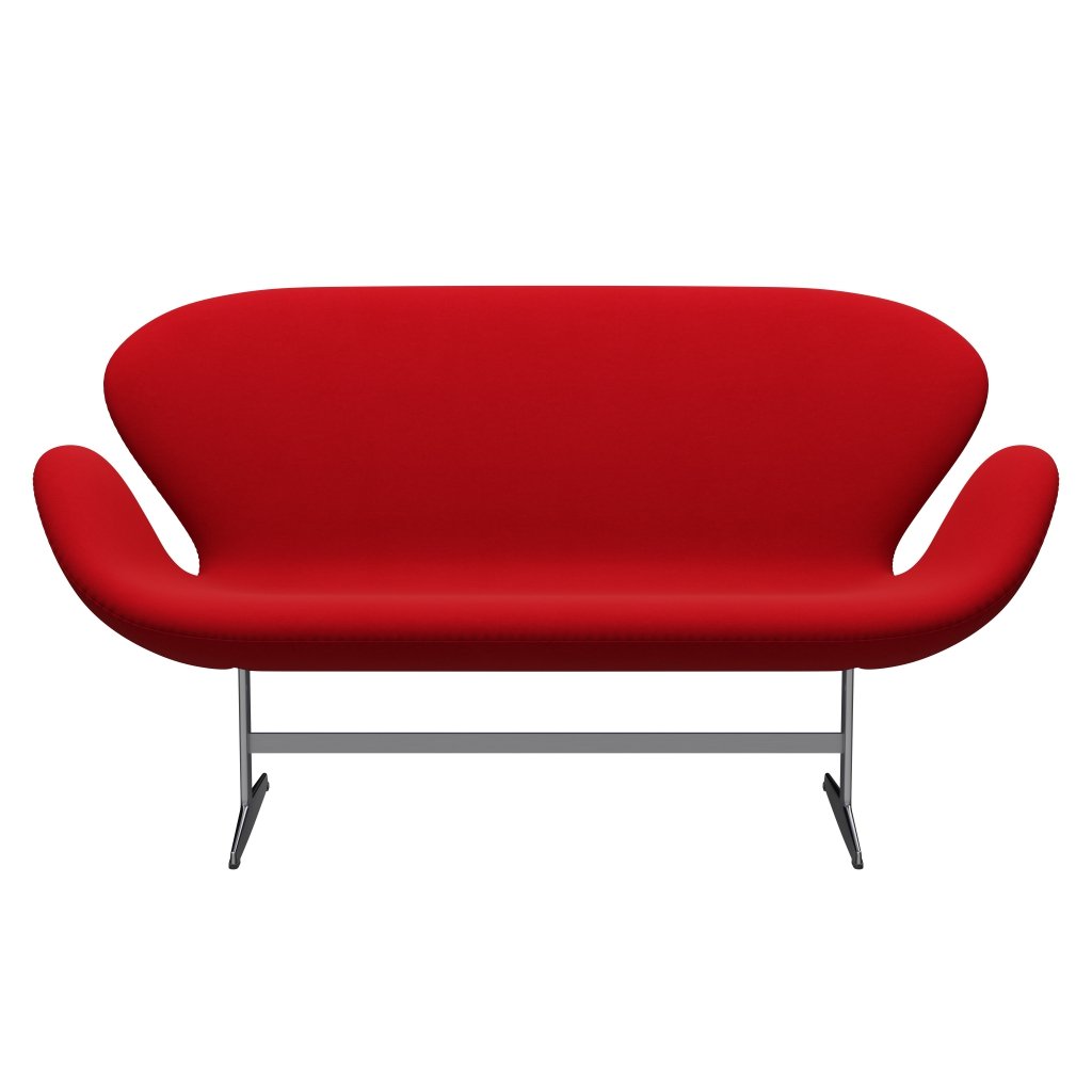 [product_category]-Fritz Hansen Swan Sofa 2 Seater, Satin Brushed Aluminium/Comfort Red (64013)-Fritz Hansen-3321-C64013-SPAL-FRI-1