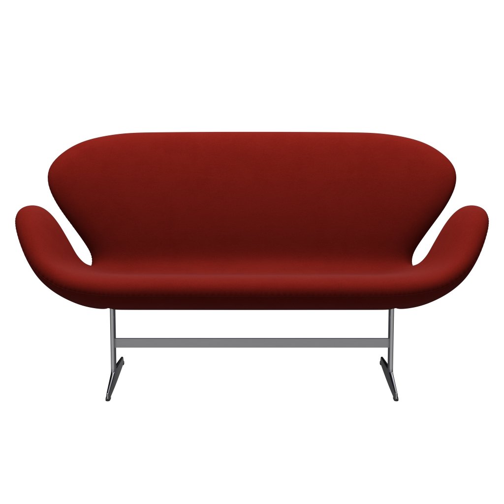 [product_category]-Fritz Hansen Swan Sofa 2 Seater, Satin Brushed Aluminium/Comfort Rust Red (00028)-Fritz Hansen-3321-C00028-SPAL-FRI-1