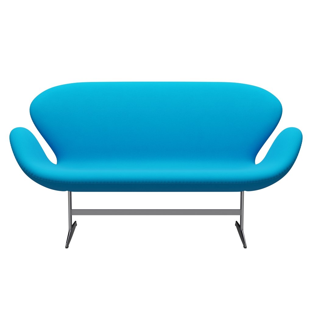 [product_category]-Fritz Hansen Swan Sofa 2 Seater, Satin Brushed Aluminium/Comfort Turquoise (67001)-Fritz Hansen-3321-C67001-SPAL-FRI-1