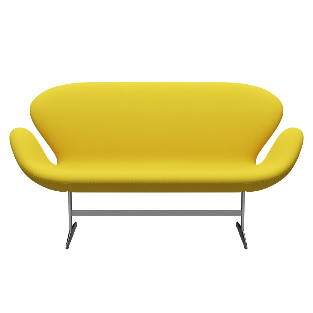 [product_category]-Fritz Hansen Swan Sofa 2 Seater, Satin Brushed Aluminium/Comfort Yellow (62003)-Fritz Hansen-3321-C62003-SPAL-FRI-1