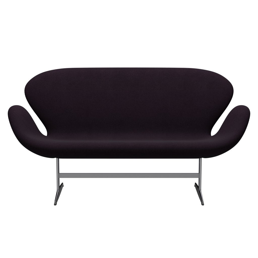 [product_category]-Fritz Hansen Swan Sofa 2 Seater, Satin Brushed Aluminium/Divina Aubergine (376)-Fritz Hansen-3321-DIV376-SPAL-FRI-1