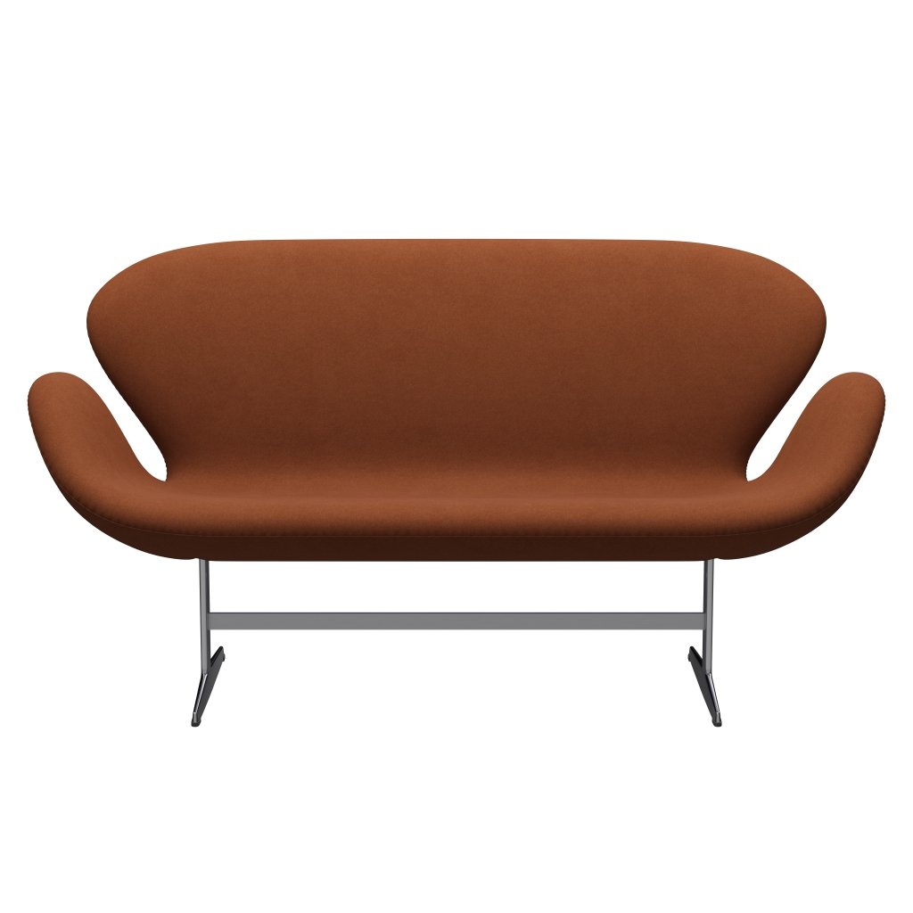 [product_category]-Fritz Hansen Swan Sofa 2 Seater, Satin Brushed Aluminium/Divina Brown (346)-Fritz Hansen-3321-DIV346-SPAL-FRI-1
