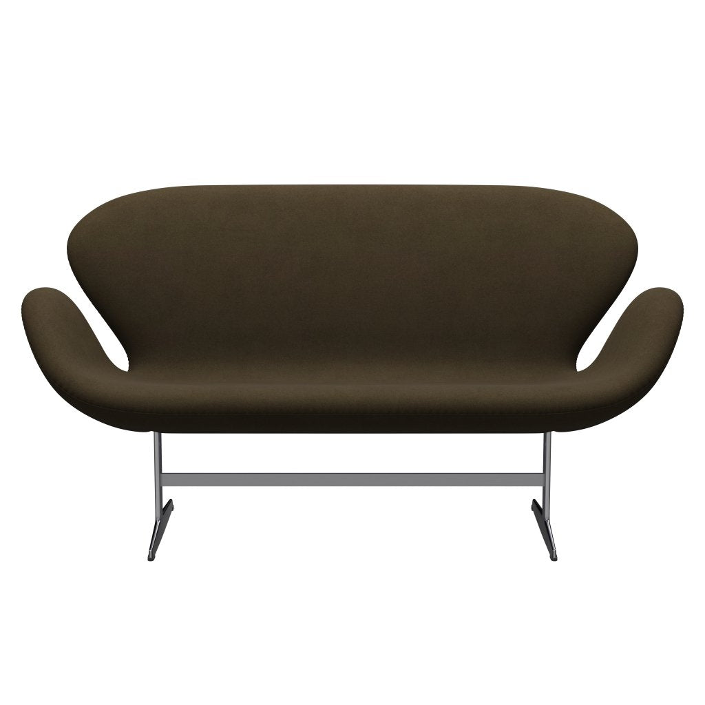 [product_category]-Fritz Hansen Swan Sofa 2 Seater, Satin Brushed Aluminium/Divina Brown (984)-Fritz Hansen-3321-DIV984-SPAL-FRI-1