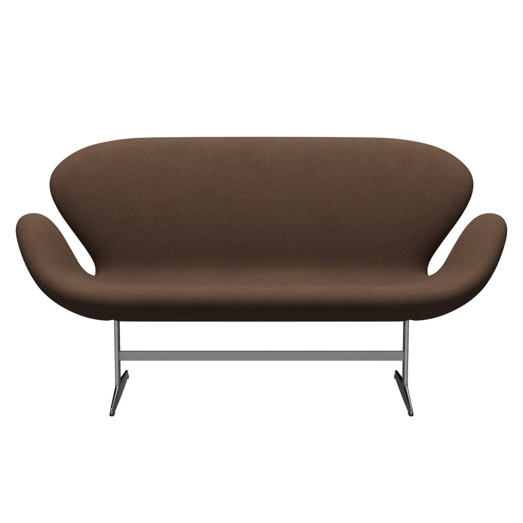 [product_category]-Fritz Hansen Swan Sofa 2 Seater, Satin Brushed Aluminium/Divina Dark Brown (356)-Fritz Hansen-3321-DIV356-SPAL-FRI-1