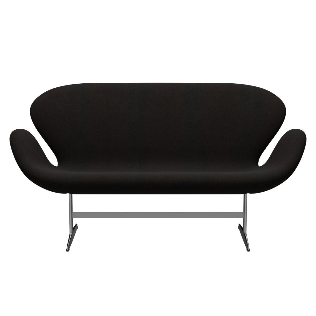 [product_category]-Fritz Hansen Swan Sofa 2 Seater, Satin Brushed Aluminium/Divina Dark Brown (384)-Fritz Hansen-3321-DIV384-SPAL-FRI-1