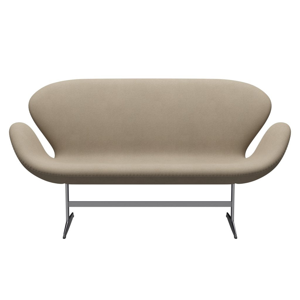 [product_category]-Fritz Hansen Swan Sofa 2 Seater, Satin Brushed Aluminium/Divina Light Beige-Fritz Hansen-3321-DIV224-SPAL-FRI-1