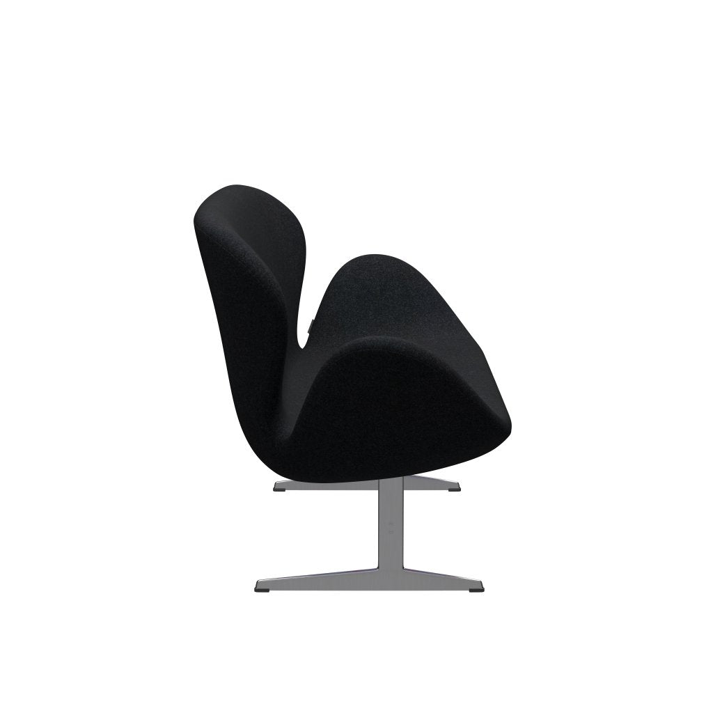 [product_category]-Fritz Hansen Swan Sofa 2 Seater, Satin Brushed Aluminium/Divina Md Black-Fritz Hansen-3321-DMD193-SPAL-FRI-3