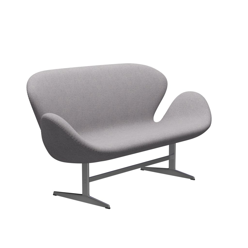 [product_category]-Fritz Hansen Swan Sofa 2 Seater, Satin Brushed Aluminium/Divina Md Cool Light Grey-Fritz Hansen-3321-DMD713-SPAL-FRI-2