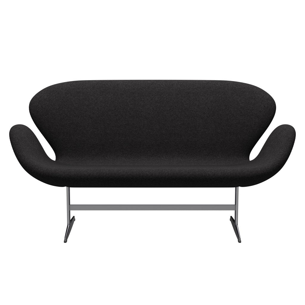 [product_category]-Fritz Hansen Swan Sofa 2 Seater, Satin Brushed Aluminium/Divina Md Dark Grey-Fritz Hansen-3321-DMD293-SPAL-FRI-1