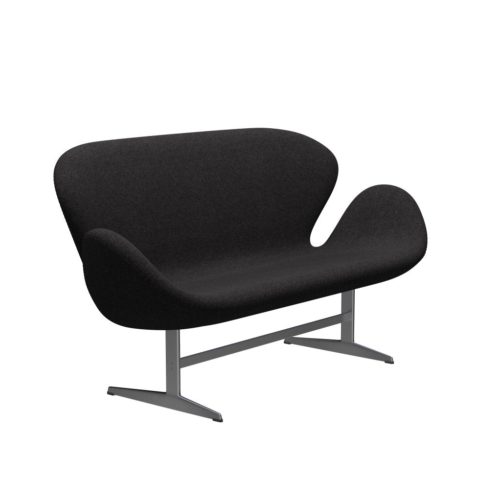 [product_category]-Fritz Hansen Swan Sofa 2 Seater, Satin Brushed Aluminium/Divina Md Dark Grey-Fritz Hansen-3321-DMD293-SPAL-FRI-2