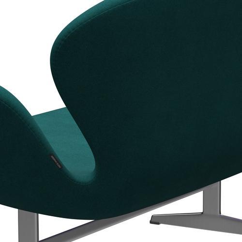 [product_category]-Fritz Hansen Swan Sofa 2 Seater, Satin Brushed Aluminium/Divina Melange Coral Green-Fritz Hansen-3321-DIM821-SPAL-FRI-5