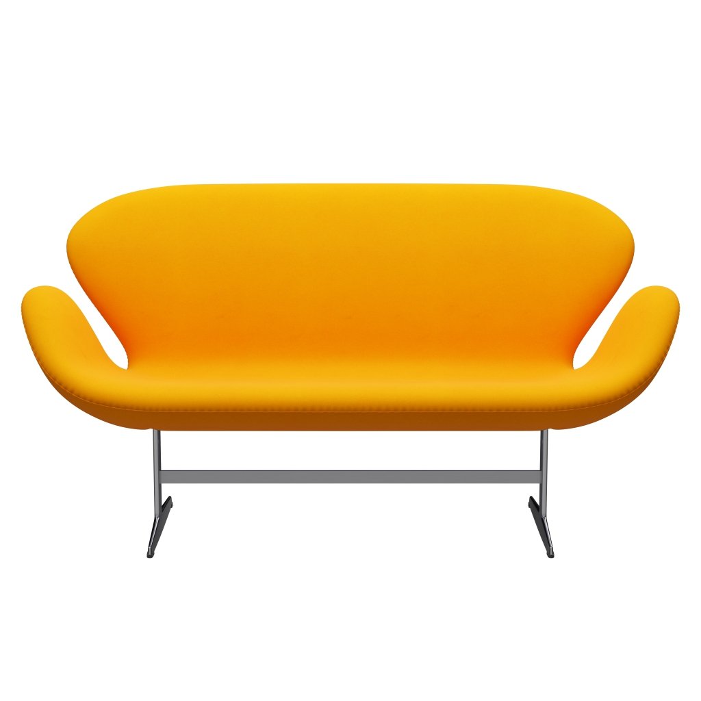 [product_category]-Fritz Hansen Swan Sofa 2 Seater, Satin Brushed Aluminium/Divina Orange (426)-Fritz Hansen-3321-DIV426-SPAL-FRI-1