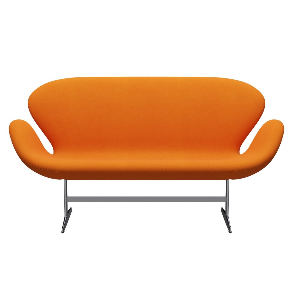 [product_category]-Fritz Hansen Swan Sofa 2 Seater, Satin Brushed Aluminium/Divina Orange (444)-Fritz Hansen-3321-DIV444-SPAL-FRI-1