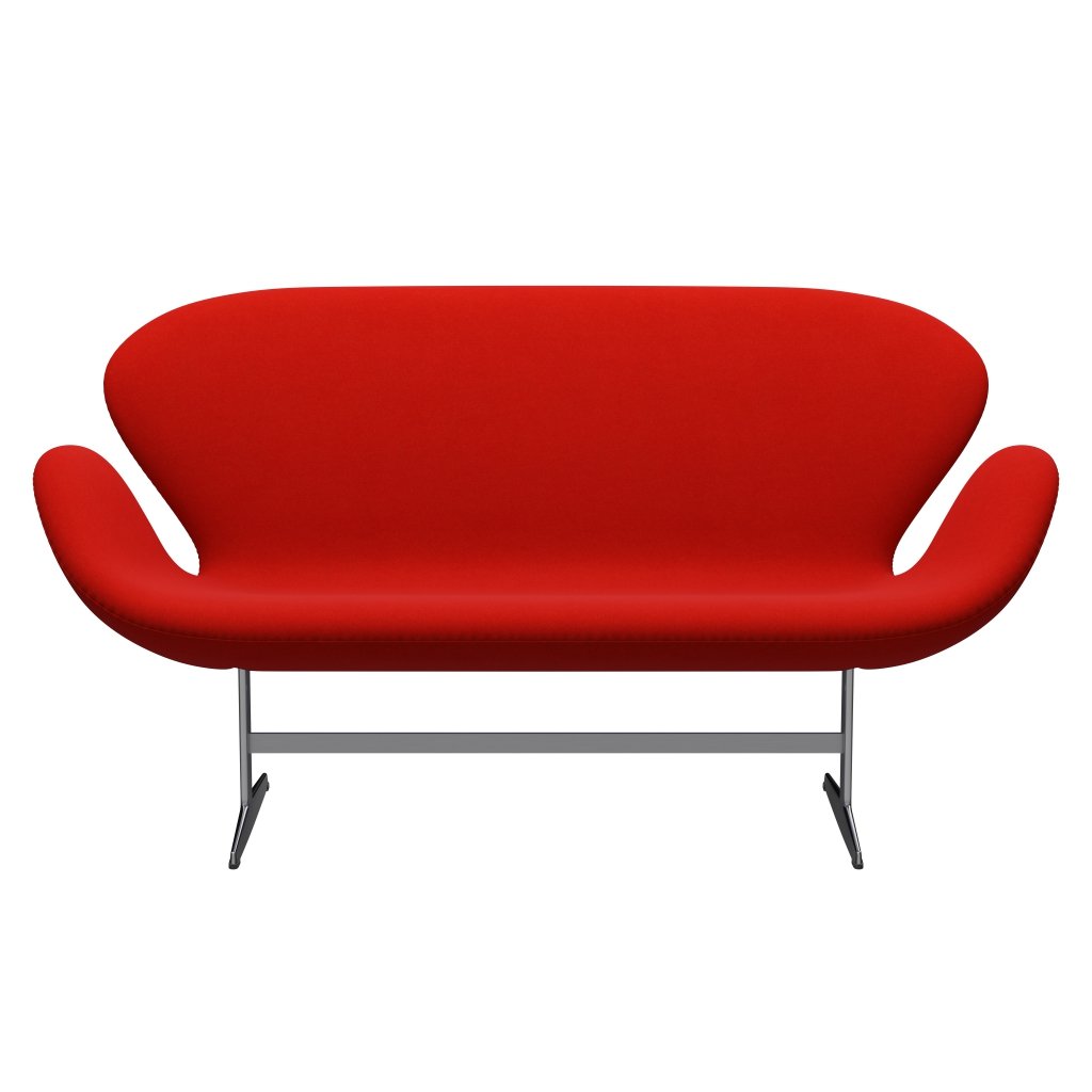 [product_category]-Fritz Hansen Swan Sofa 2 Seater, Satin Brushed Aluminium/Divina Red (562)-Fritz Hansen-3321-DIV562-SPAL-FRI-1